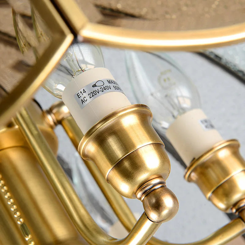 Afralia™ Vintage European Copper Chandelier for Dining Bedroom Hallway Pendant Lighting