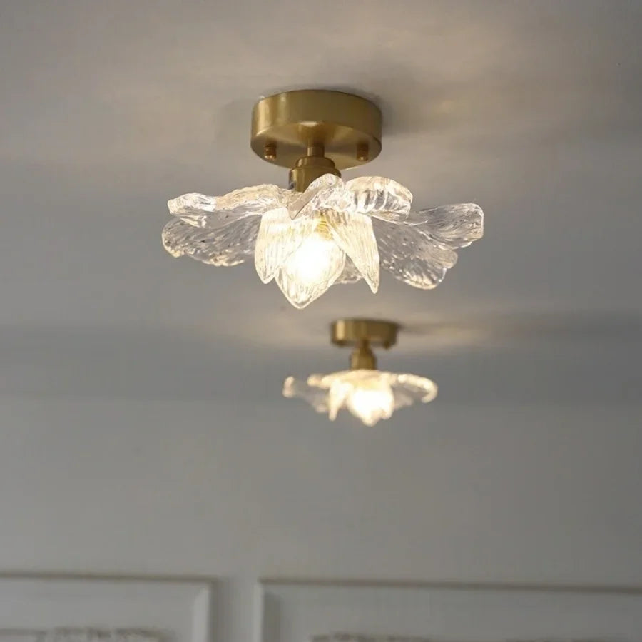 Afralia™ Copper Canopy LED Ceiling Lamp Modern Nordic Flower Acrylic Light Fixtures
