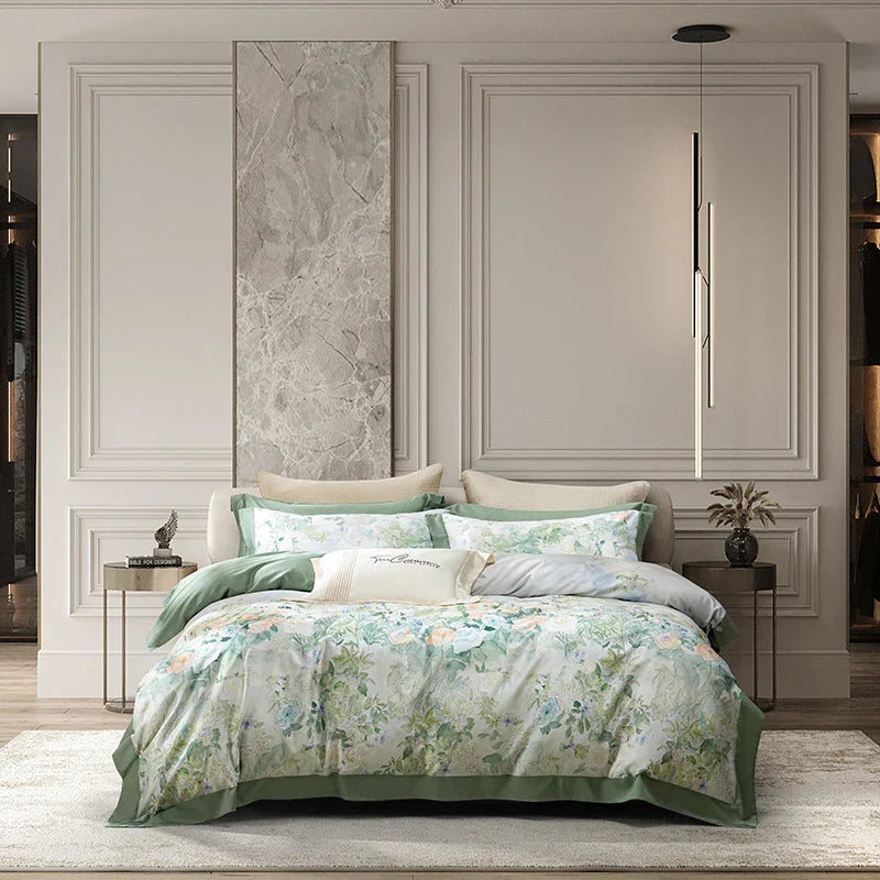 Afralia™ Vintage Flowers Bedding Set - Soft Silky Lyocell Cotton, Oil Painting Style