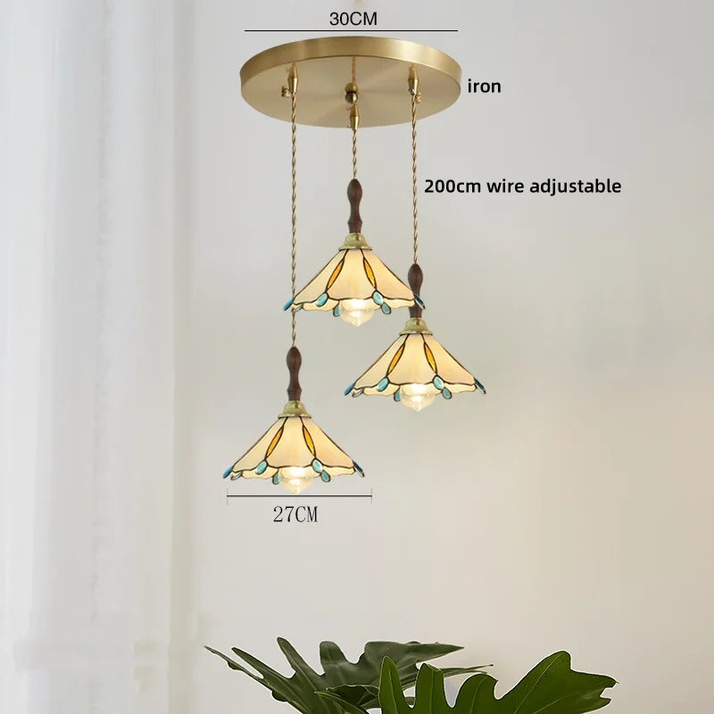 Afralia™ Pink Glass LED Pendant Lights Copper Modern Hanging Lamp Home Decor