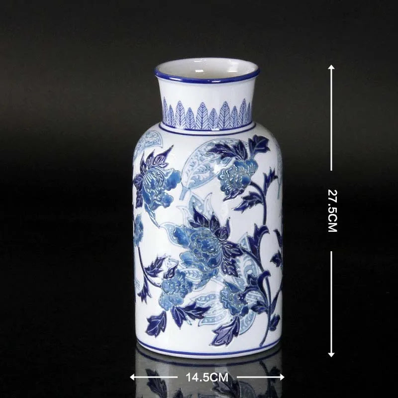 Afralia™ Blue & White Porcelain Ceramic Vase Vintage Ginger Jar Home Decor