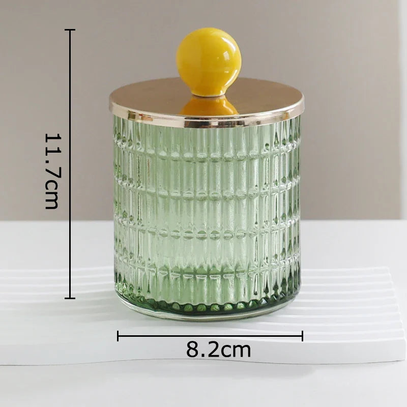 Afralia™ Glass Tea Canister Candy Pot Ceramic Ball Decorative Storage Jar