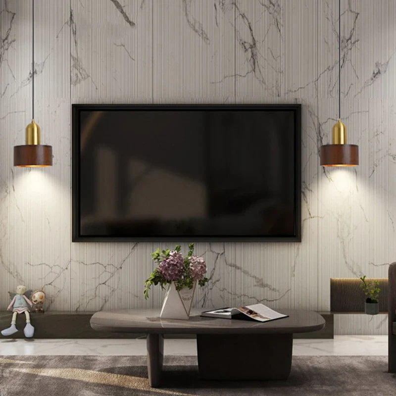 Afralia™ Retro Walnut Wood Pendant Wall Lamp Vintage Lighting E27