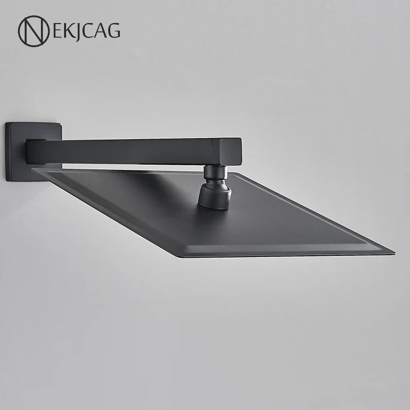 Afralia™ Stainless Steel Rainfall Shower Head Black Chrome Plated Bathroom Faucet Accessories