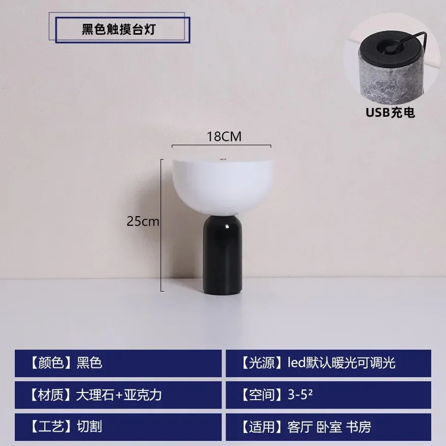 Afralia™ Marble Table Lamp with USB Charging and Touch Switch
