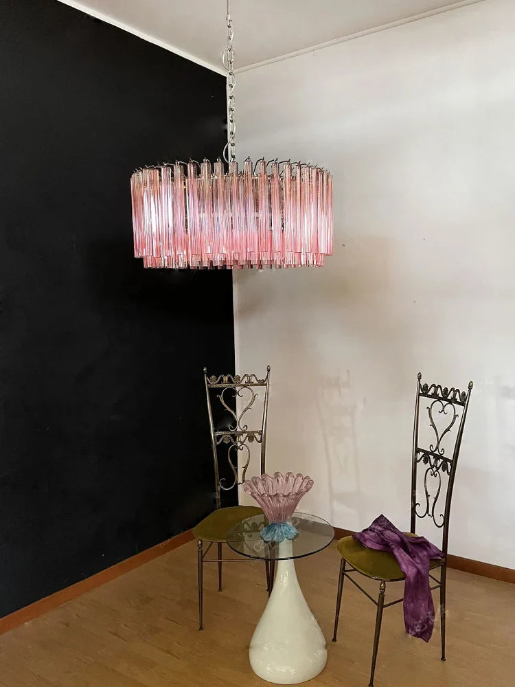 Afralia™ Modern Pink Glass Dining Table Pendant Lamp for Living Room Lighting