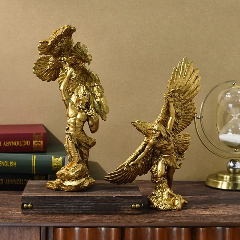 Afralia™ Gold Resin Eagle Sculpture for Office Living Room Hotel Decor