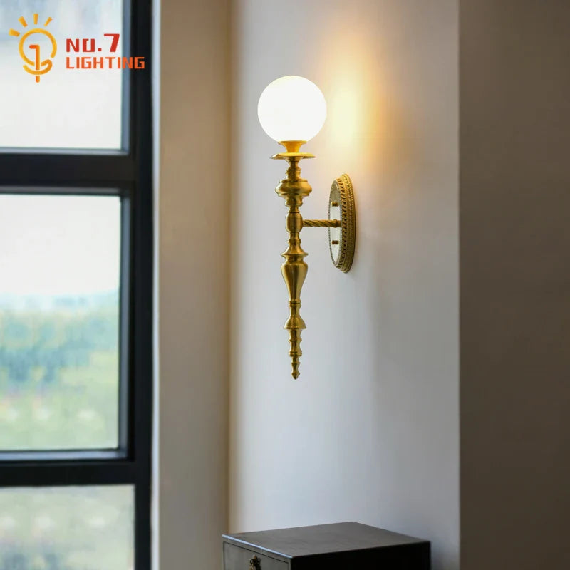Afralia™ Medieval Copper Wall Lamp LED G9 Gold Lustre Vintage for Bedroom Living Room
