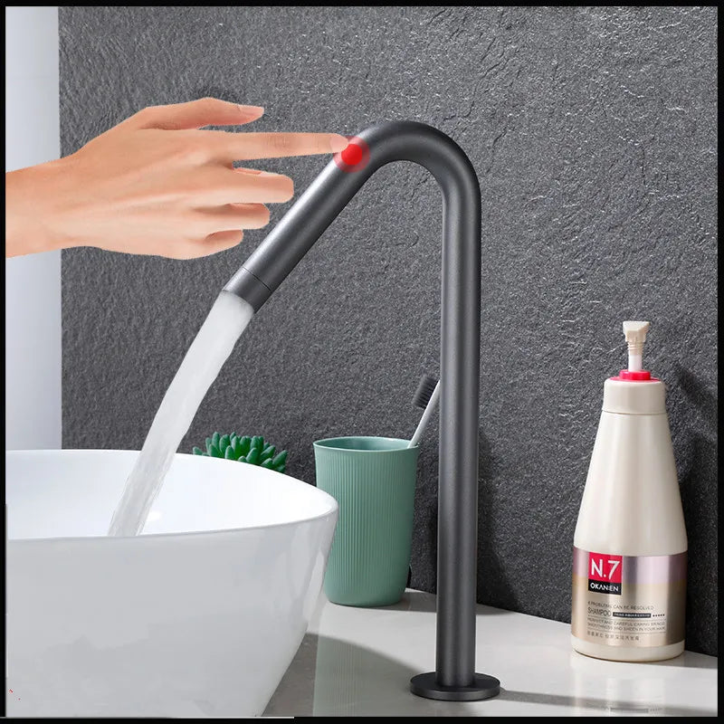 Afralia™ Touch Sensor Gold Bathroom Faucet Mixer Crane, Automatic Basin Tap