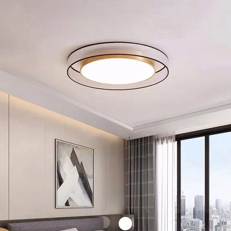 Afralia™ Round LED Ceiling Lamp for Living Room, Dimmable Bedroom Chandelier & Kitchen Lights