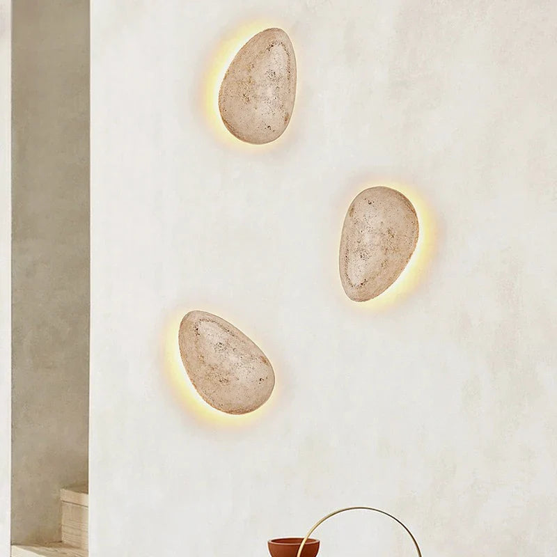 Afralia™ Yellow Cave Stone Pebble Wall Lamp: Warm Lighting for Bedroom and Living Room