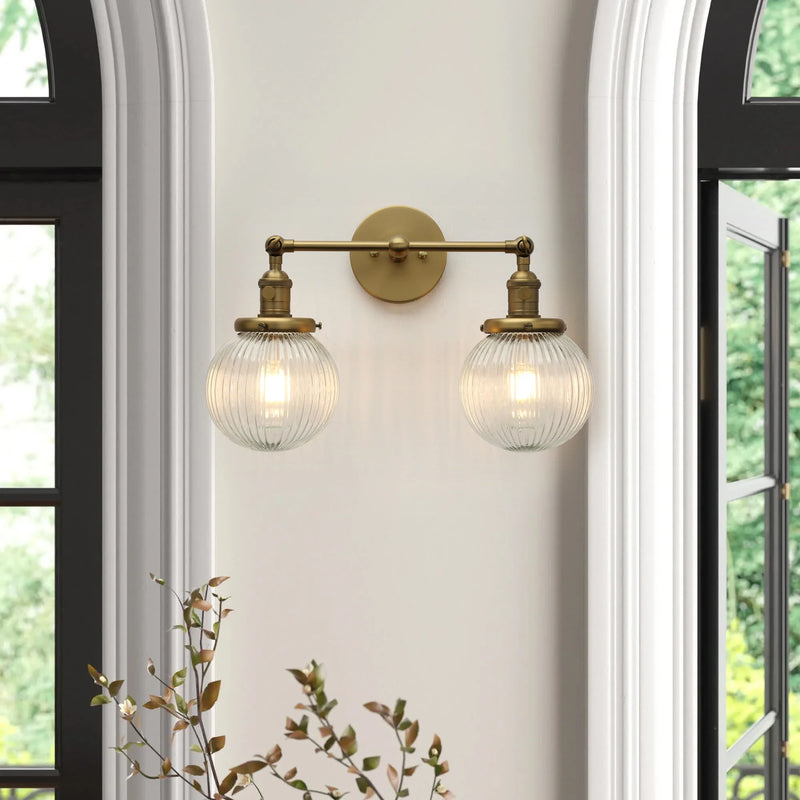 Afralia™ Permo Vintage Globe Glass 2-Light Wall Sconces