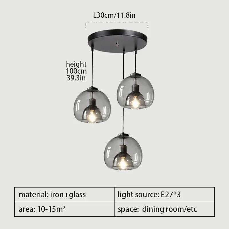 Afralia™ Modern Black Glass Led Ceiling Chandelier for Living Room, Kitchen, Bedroom