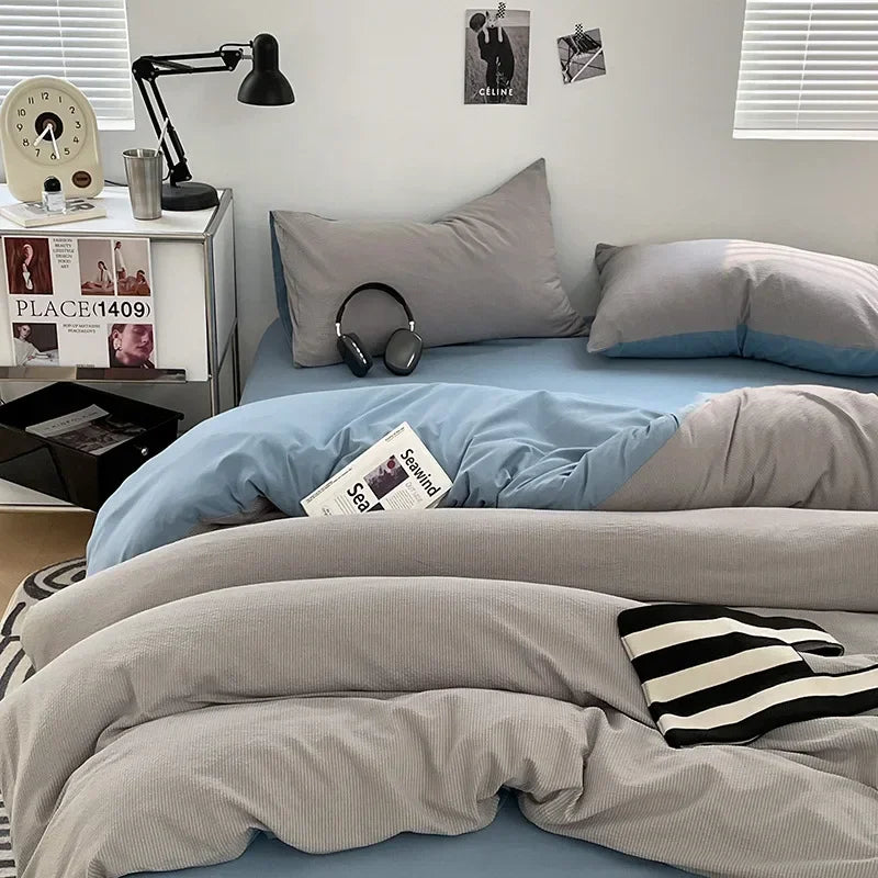 Afralia™ Bubble Cotton Quilt Sets | Ultra Soft Fitted Sheet Set | King Queen Bed Set