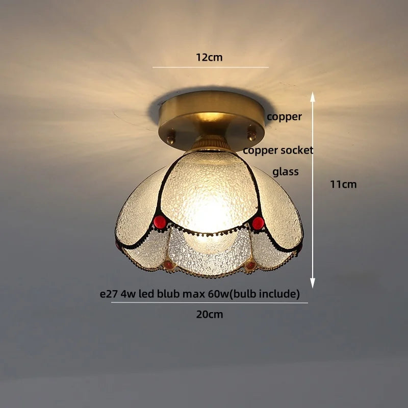 Afralia™ Tiffany Glass LED Ceiling Light - Modern Nordic Style Flush Mount Lamp