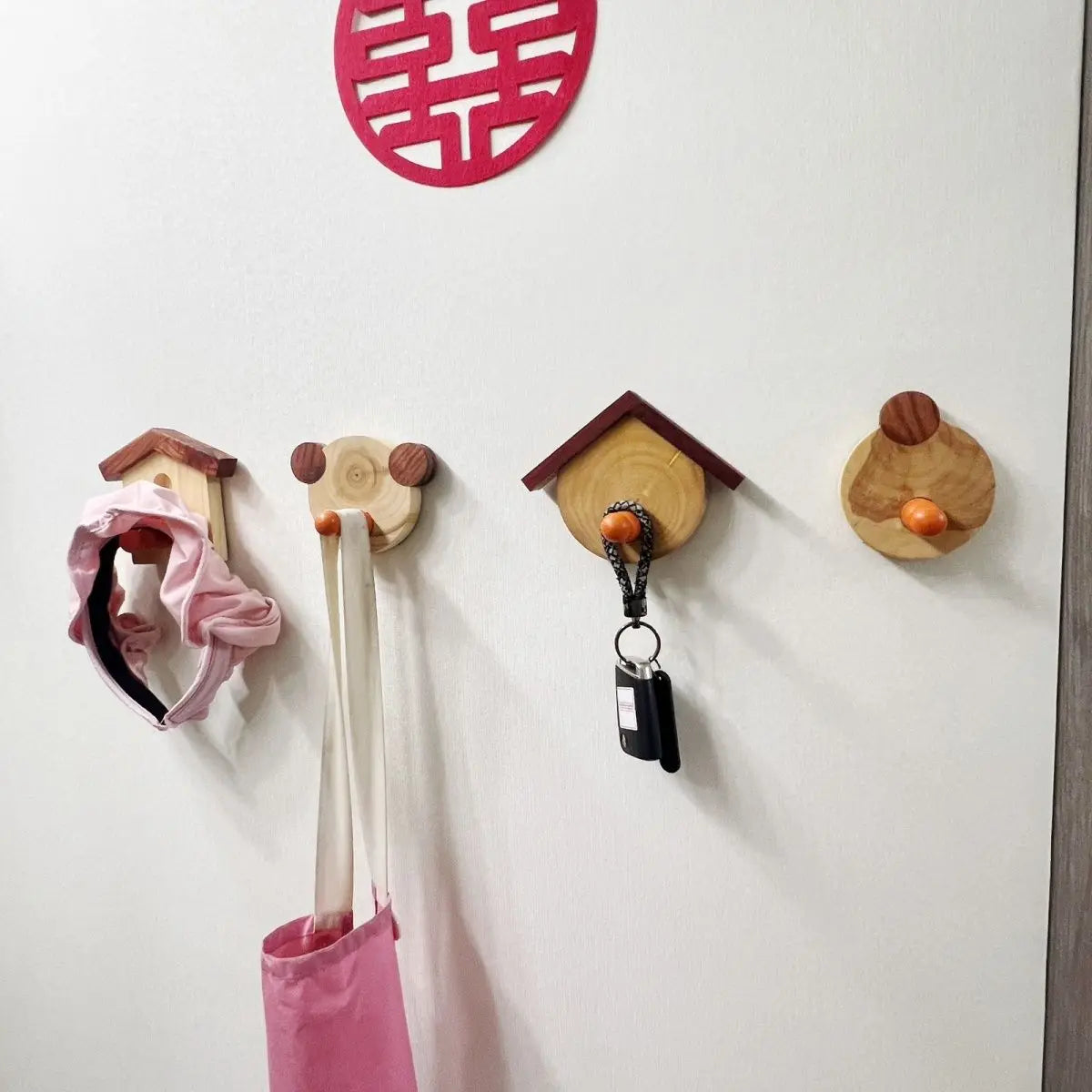 Afralia™ Wooden Wall Hanging Clothes Hook Set for Stylish Entryway and Foyer Organization
