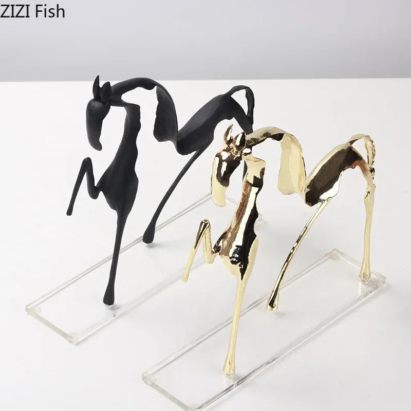 Afralia™ Hollow-out Horse Sculpture | Metal Desk Decoration for Room Aesthetics