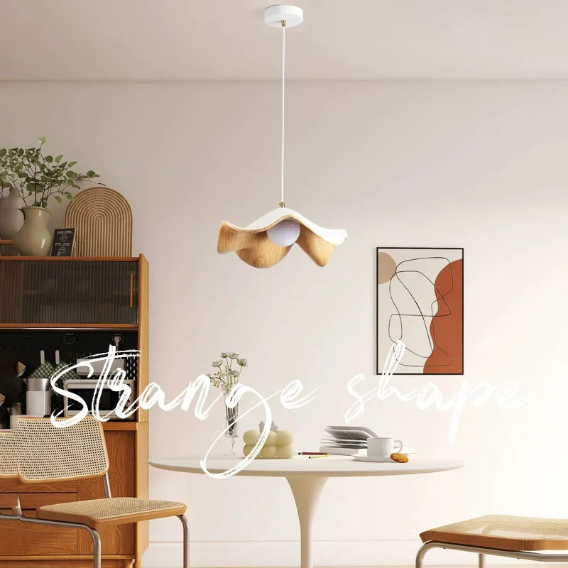 Afralia™ Retro Wood Color LED Chandelier for Restaurant Bar Dining Room