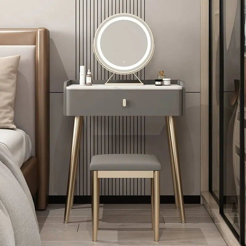 Afralia™ Modern Mirrored Dressing Table Luxury Organizer for Professional Women's Bedroom