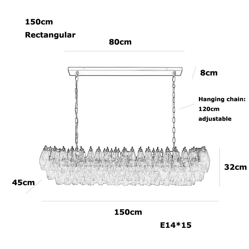 Afralia™ Gold Silver Black LED Chandelier Murano Glass Art Suspension Lamp