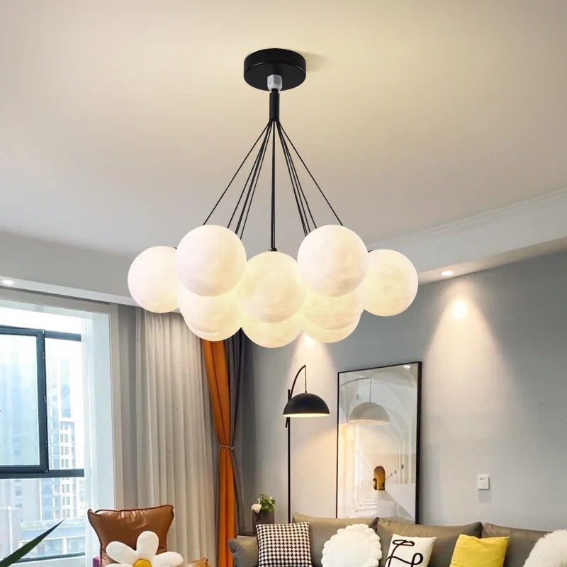 Afralia™ Planet Bubble Moon LED Chandelier: Modern Nordic Style for Home Decor & Lighting