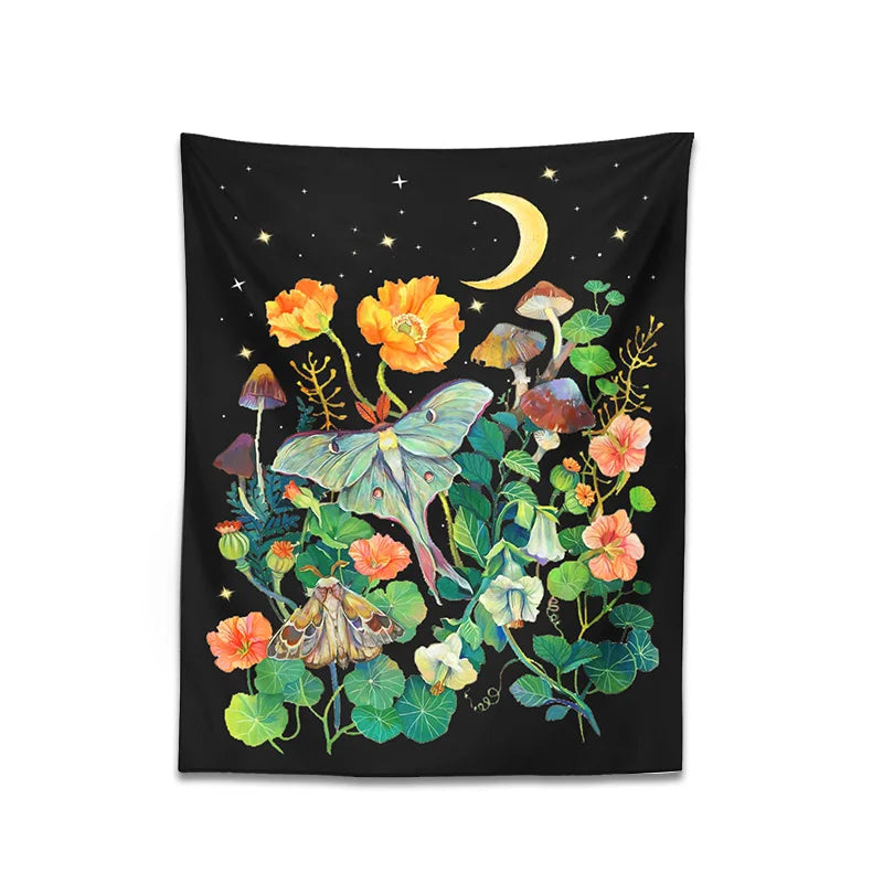 Floral Moon Luna Tapestry for Home Decor by Afralia™