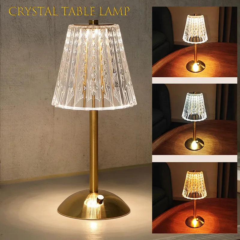 Afralia™ Crystal Diamond Touch Sensor Cordless Table Lamp