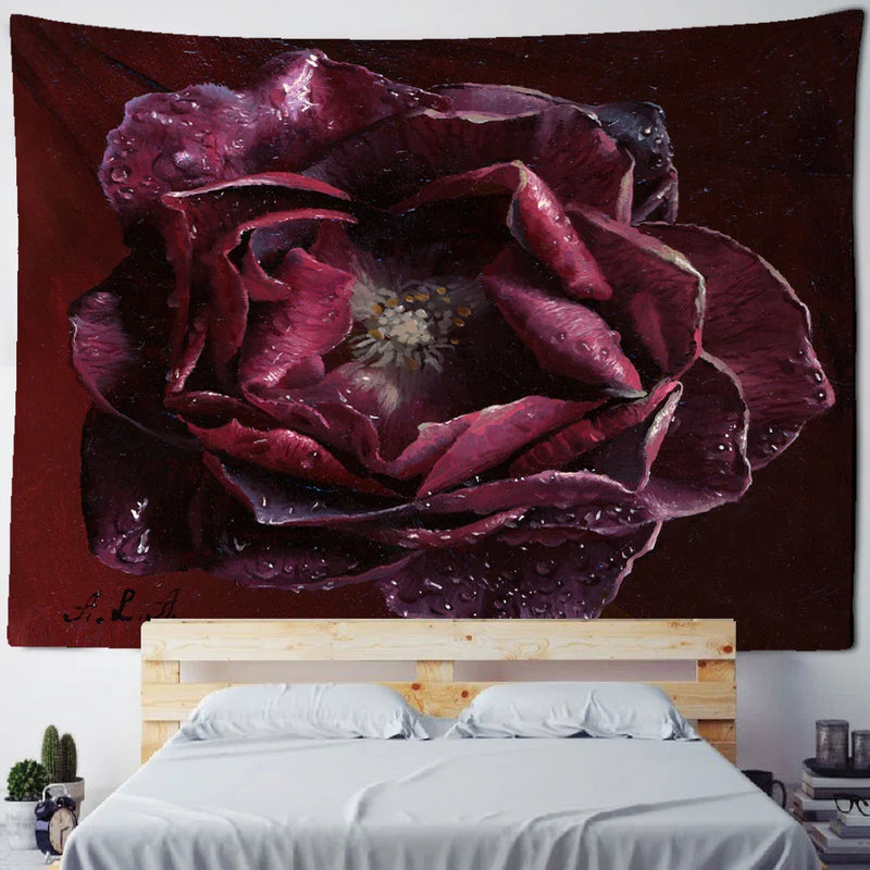 Afralia™ Flower & Fruit Oil Painting Tapestry Wall Hanging for Bedroom & Living Room
