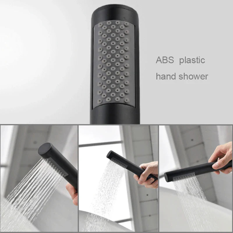 Afralia™ Matte Black Bathtub Faucet Diverter Floor Mounted Mixer Tap Brass Bath Spout Crane