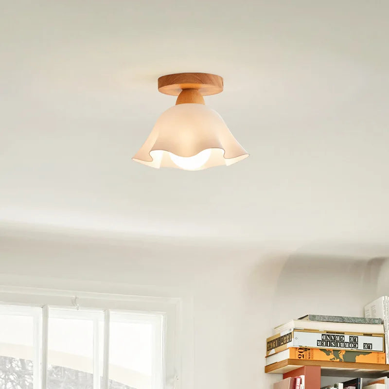 Afralia™ LED Wood Acrylic Ceiling Lamp Modern Art Decor Light Fixture