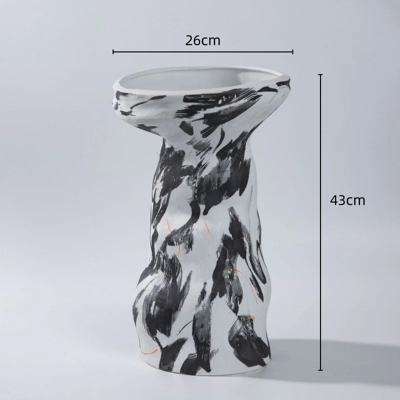 Afralia™ Abstract Irregular Ceramic Vase Set Colorful Graffiti Ornaments Home Decoration