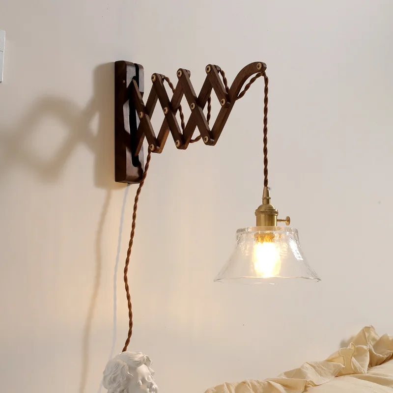 Afralia™ Walnut Copper LED Wall Lights - Modern Bedroom Balcony Living Room Decor
