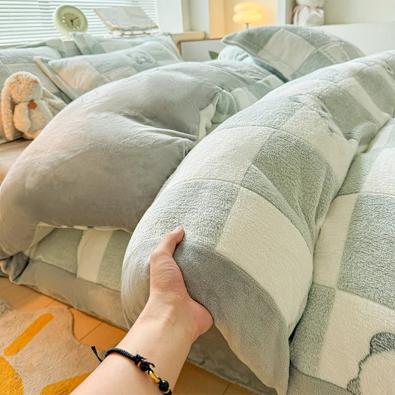 Afralia™ Snowflake Velvet Single Duvet Cover | Cozy Winter Bedding