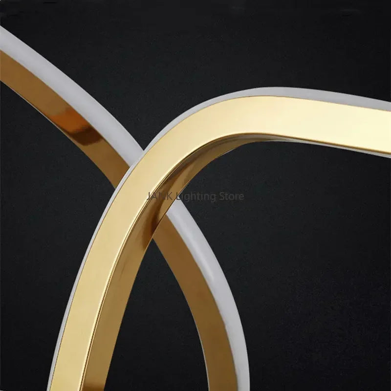 Afralia™ Stainless Steel LED Chandelier Interlocking Circles for Kitchen Island & Living Room