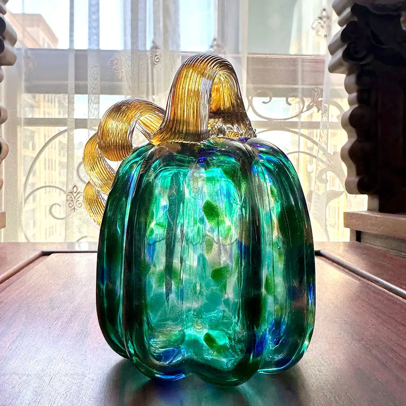 Afralia™ Handmade Glass Pumpkin Figurines Collectible Statue Home Decor