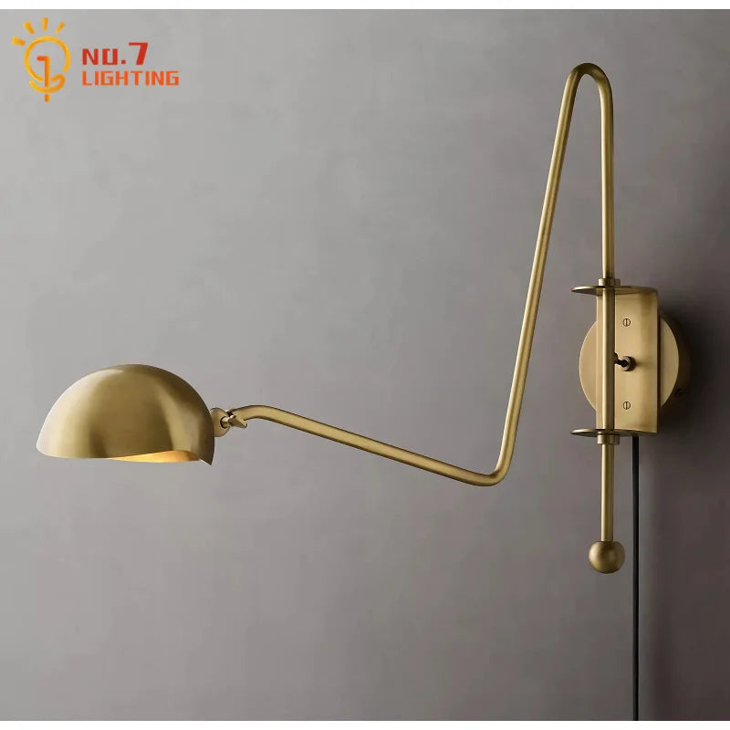 Afralia™ Black/Gold Lustre Copper Swing Arm Wall Lamp for Modern Living Spaces