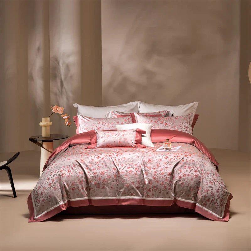 Afralia™ Vintage Luxury Jacquard Egyptian Cotton Bedding Set with Duvet, Sheet and Pillowcase