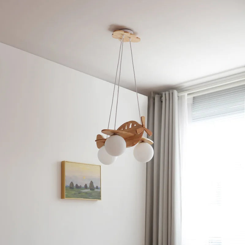 Afralia™ Wooden Aircraft Pendant Light Hanging Lamps Chandelier Ceiling Suspension