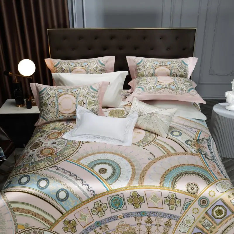 Afralia™ Vintage Printing Luxury Egyptian Cotton Bedding Set