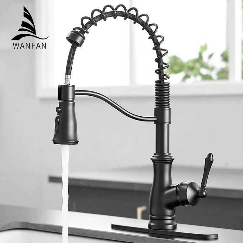 Afralia™ Black Spring Spout Kitchen Faucet Single Lever Pull Out Mixer Tap