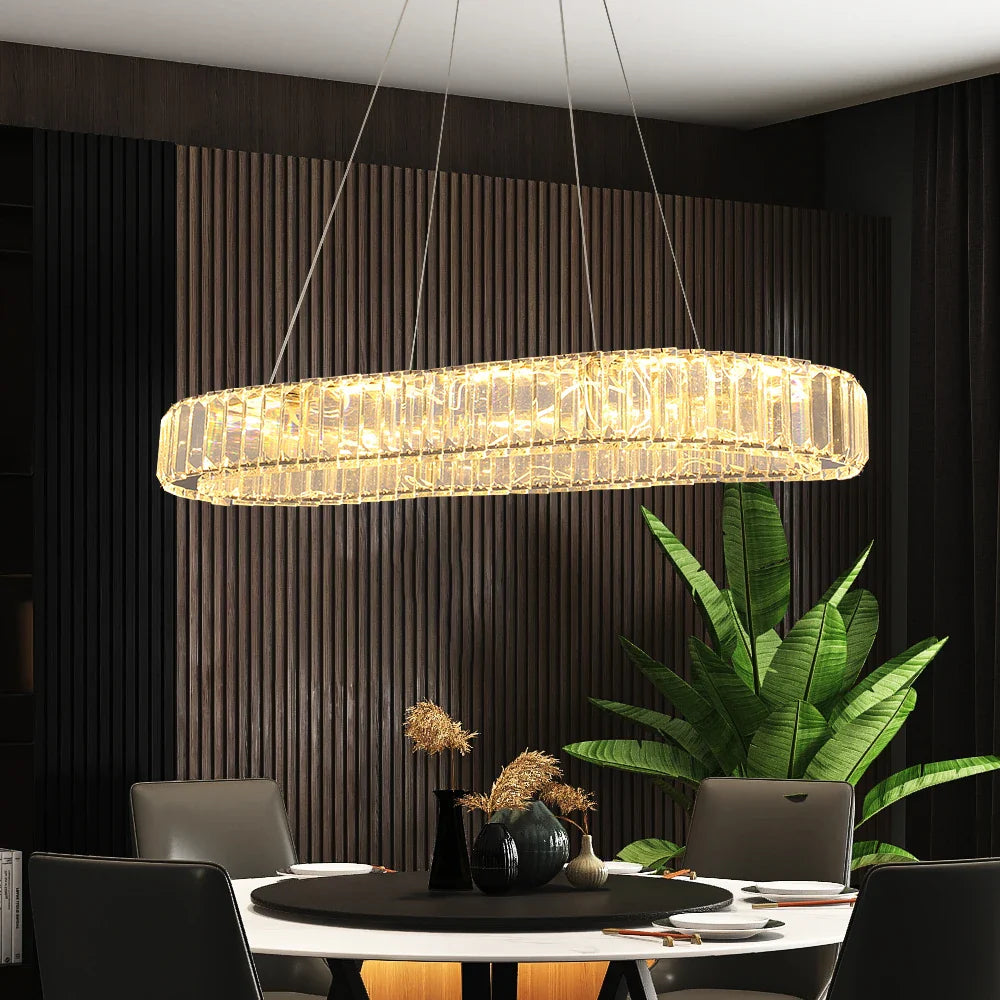 Afralia™ Crystal Oval LED Chandelier: Nordic Design Pendant Light for Living, Bedroom, Hotel