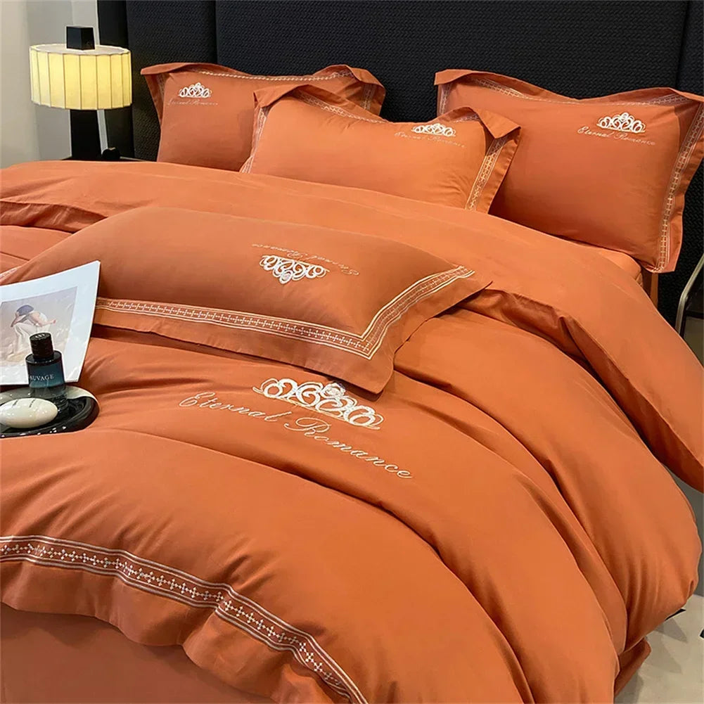 Afralia™ 1200TC Egyptian Cotton Bedding Set - King/Queen Size, Solid Color