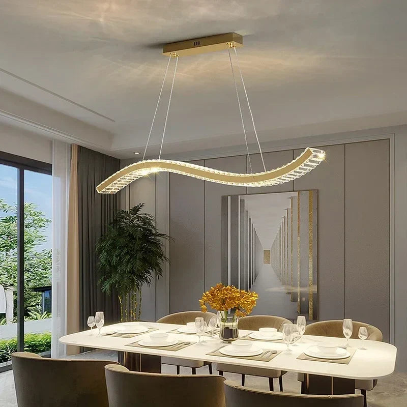 Afralia™ Crystal Pendant LED Chandelier for Luxurious Dining, Kitchen, and Villa Decor