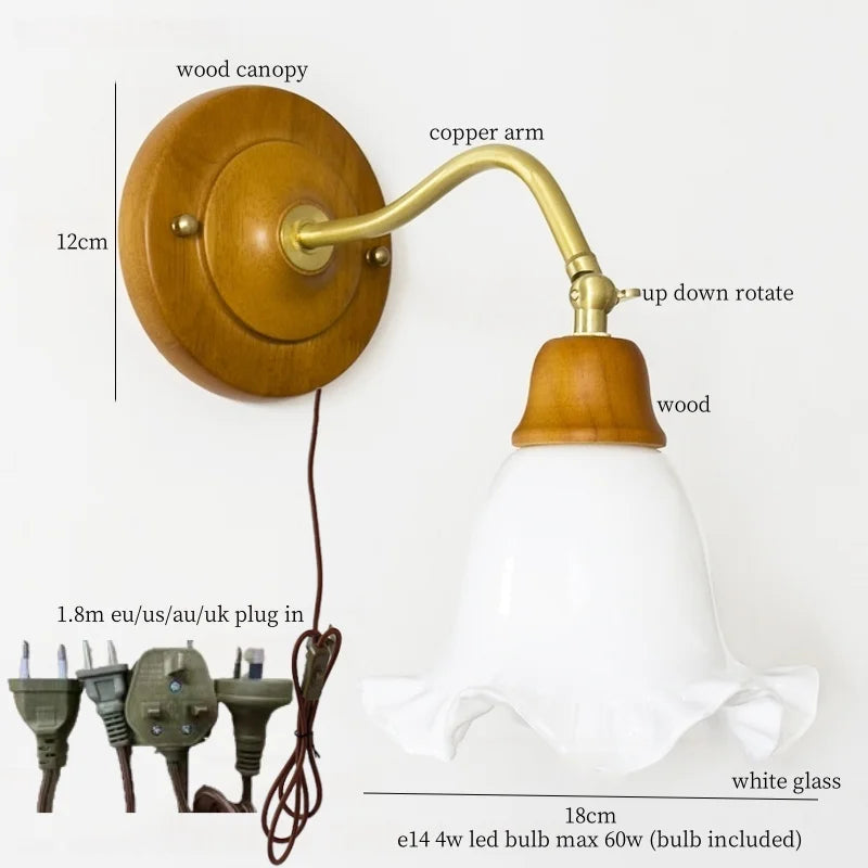 Afralia™ Glass LED Wall Lamp Vintage Style for Living Room Bedroom Loft Bathroom