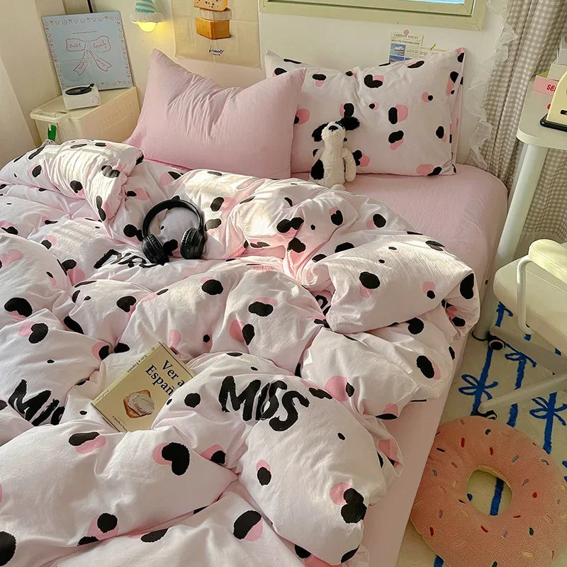 Afralia™ Cartoon Pattern Cotton Fitted Sheet Set – Soft & Cozy Bedding for Adults & Kids