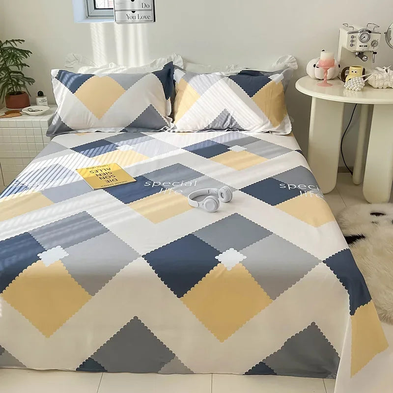 Afralia™ Tropical Plants Print Cotton Double Bed Sheet for Soft & Comfortable Sleep