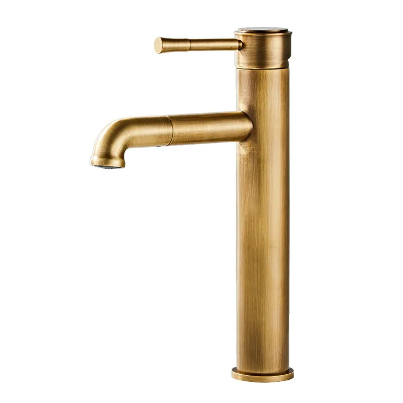 Afralia™ Antique Bronze Basin Faucet: Hot & Cold Brass Sink Mixer Tap, Deck Mounted