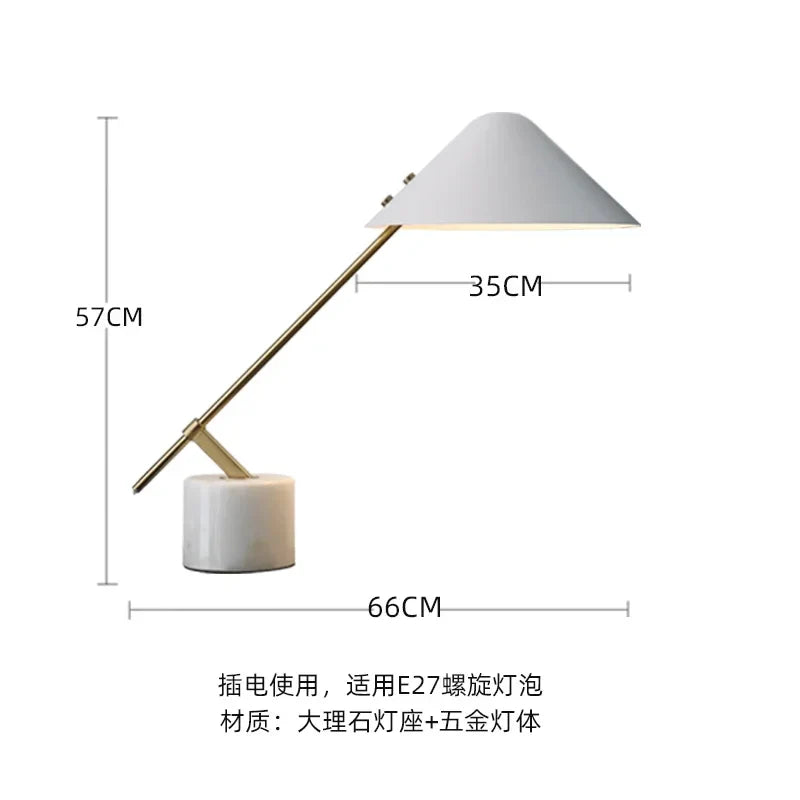 Afralia™ Marble Base LED Table Lamp Black/White, Minimalist Design for Home Office Bedroom