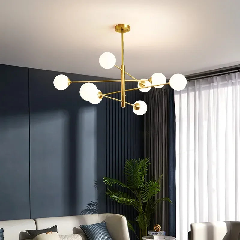 Afralia™ Modern Glass Ball LED Ceiling Chandelier for Bedroom Living Dining Room Lighting