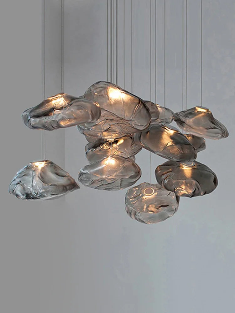 Afralia™ Pebble Glass LED Chandelier: Modern Luxury Loft Pendant Light for Stylish Living Room